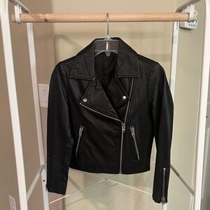 Topshop Classic Black Leather Moto Jacket